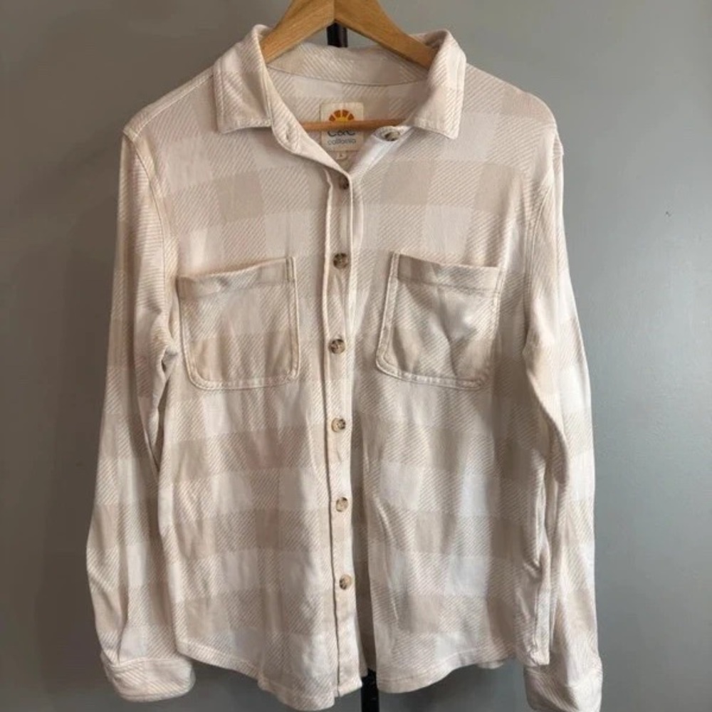 C&C California Cream Plaid Button-Down Shirt - Picture 2 of 5